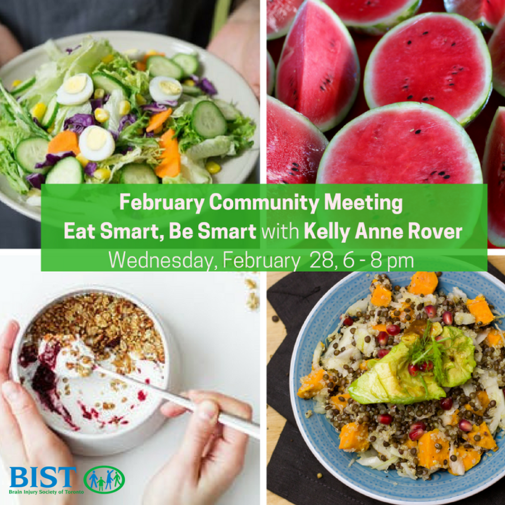 February 2018 Community Meeting, Eat Smart Be Smart with Kelly Anne Rover, February 28 8-8 pm