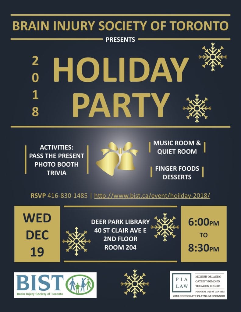 BIST 2018 Holiday Party Dec 19 2018, 6-8:30 pm 